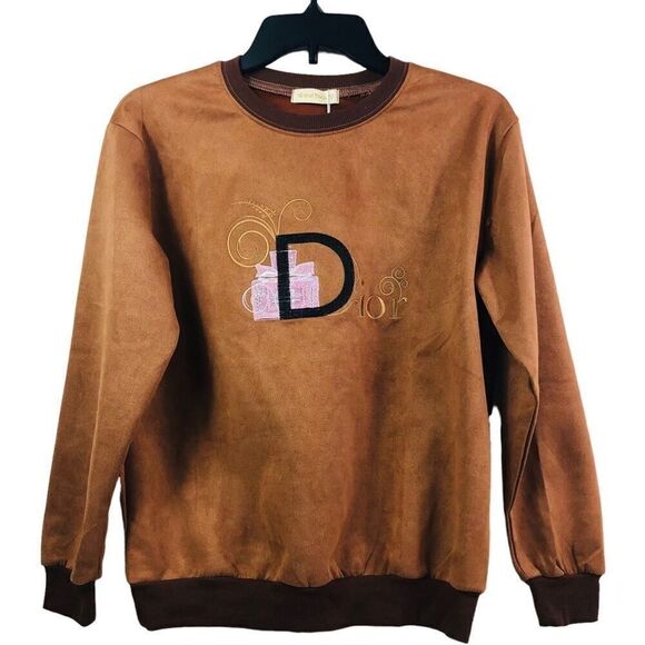 Designer Inspired Camel Embroidered Suede
Sweatshirt - Picture 1 of 7